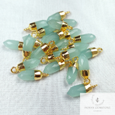 Natural Aquamarine Spike Pendant, Gold/Silver Electroplated Pencil Charm, Healing Pencil Pendant, Mini Pencil Jewelry, Wedding Gift For Her